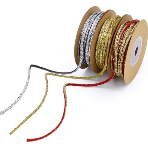 2MM X 10yards Christmas Metallic Twisted Rope Cord for Gift Packing Wedding Party Festival Decoration Supplies
