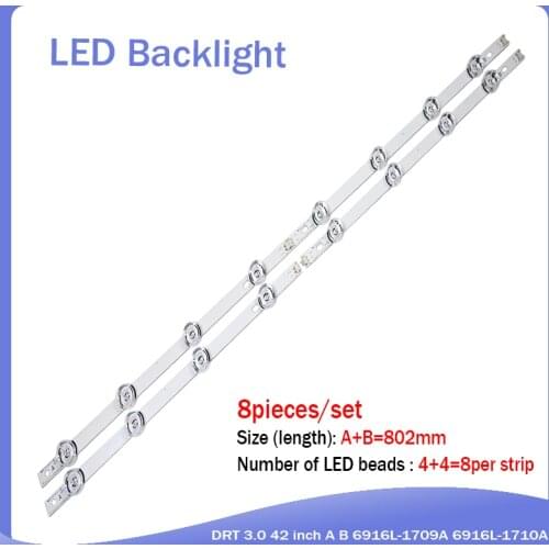8 Pieces/lot(4*A+4*B) LED backlight bar for LG INNOTEK DRT 3.0 42"_A 42"_B TYPE REV01 6916L 1709B 1710B 1957E 1956E 1956A 1957A