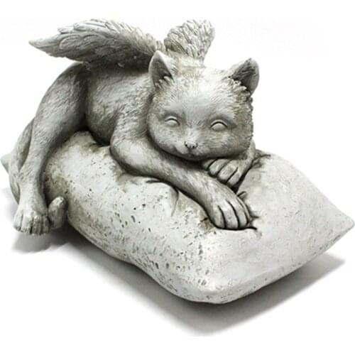 Angel Pet Cat Statue Memorial Sleeping Kitten Grave Marker Keepsake Figurine Resin Garden Ornament wholesales