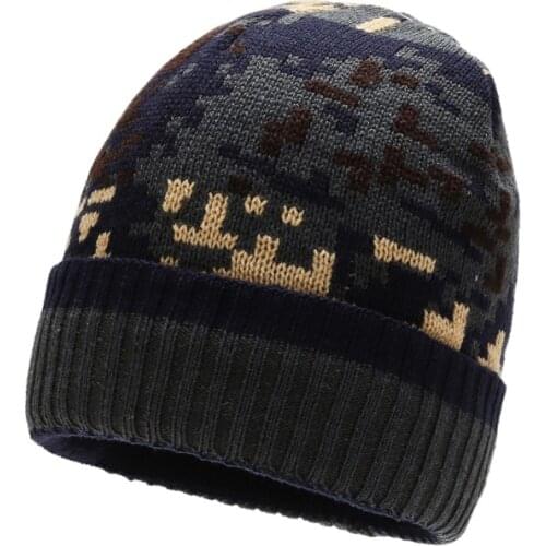 Velvet Thicken Beanies Camouflage Winter Hats for Men Women Knitted Warm Skullies Hats Outdoor Ski Hats Camo Cap Wholesale