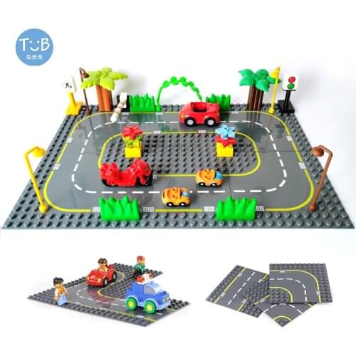 Highway Road Baseplate With Brick Series City Street Base Plate Big Building Blocks Assembled Educational Toys Children Gift