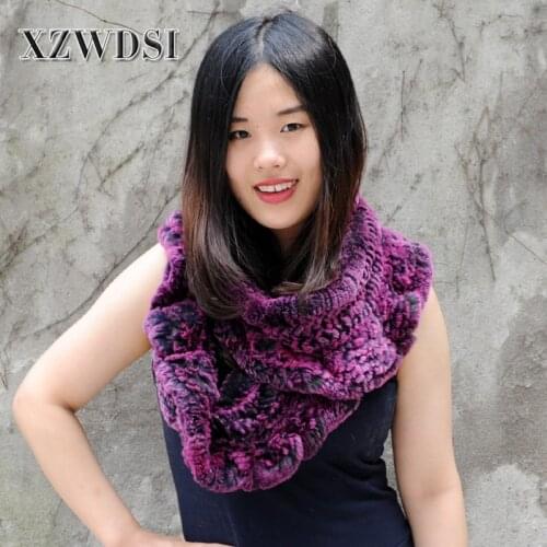 FREE SHIPPING CX-S-32F Scarf Women Rex Rabbit fur Girls Knitted Ring Scarf Winter Shawl