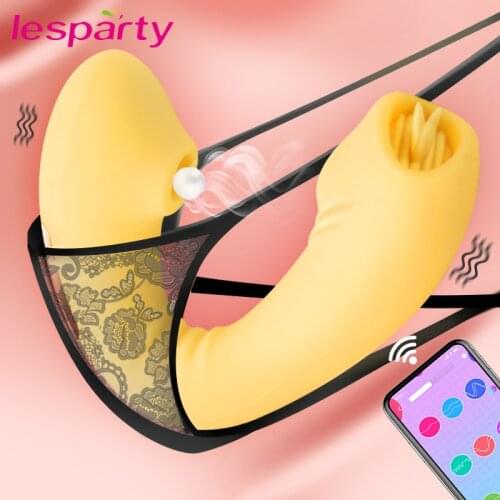 Bluetooth APP Control Clit Sucker Vibrator Tongue Vibrating Nipple Sucking Blowjob Clitoris Stimulator Erotic Sex Toys for Women