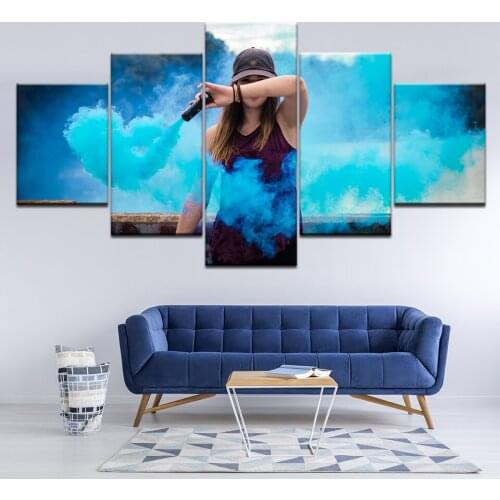 Large size Canvas Printing Oil Painting girl colorful smoke Wall painting Decor Wall Art Picture Living Room Decor Frame Artwork