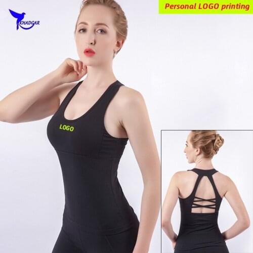 Build In Bra Women Quick Dry Running Vest Summer Breathable Yoga Tank Top Push Up Padded Gym Fitness Sleeveless Shirts Custom