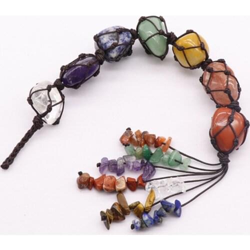 Baby kids Natural Crystal Stone Car Hanging Stone Hand Woven Ornament children colorful toy Stone Ornament