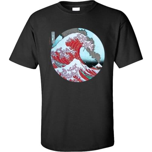 Pure Cotton T Shirt for Men 2020 New Great Wave Off Kanagawa Tshirt Mount Fuji Eruption Tops & Tees Summer Short Sleeve T-Shirt