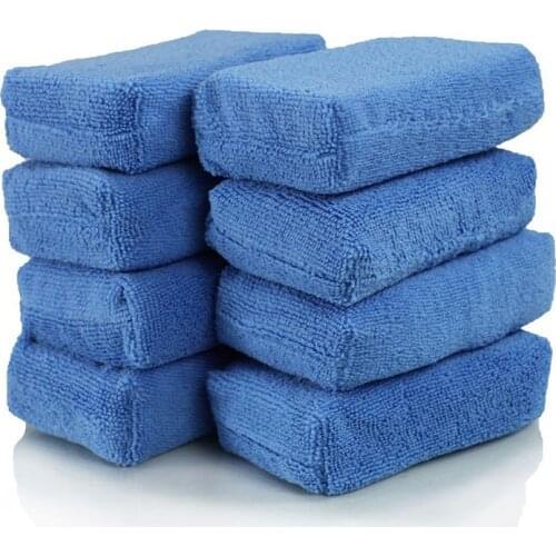 AUTOYOUTH Car Cleaning Sponge Cloths Car Cleaning Cloths Car Wax Polishing Pad Car Detailing Microfiber Applicators (Pack of 8)