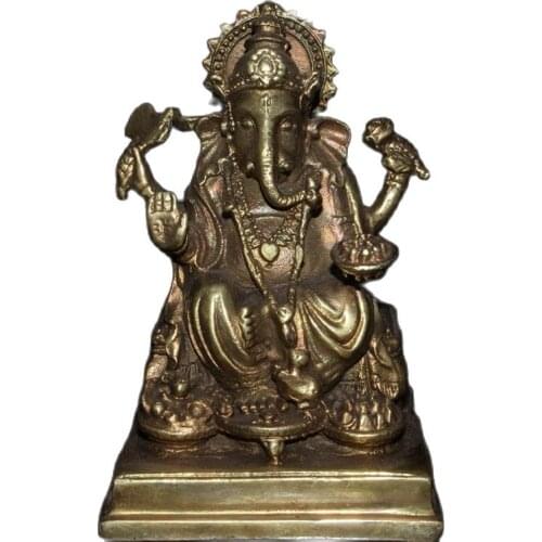 Chinese old craft Old Tibetan Pure Copper Elephant Trunk Buddha Statue
