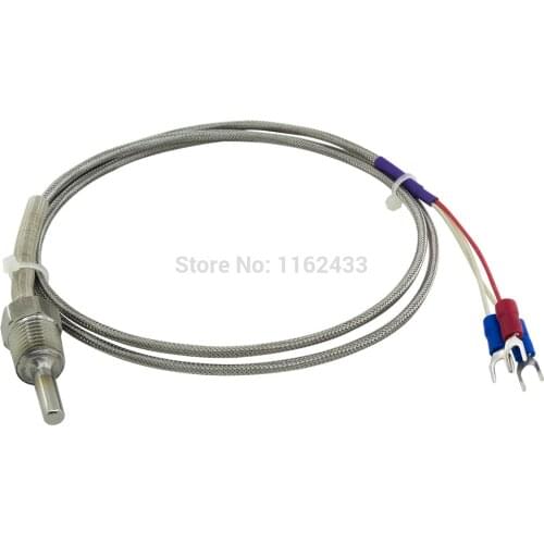 FTARP09 PT100 type 1m metal braided cable 30mm probe head RTD temperature sensor 1/8 1/4 3/8 1/2 3/4 inch thread