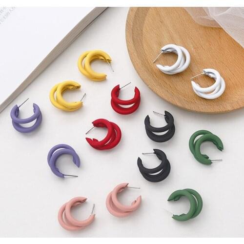 Minimalist Colorful Layedcircle Hoop Earrings 2020 Simple Colorful Open Metal C Shape Statement Earrings Party Holiday Jewelry
