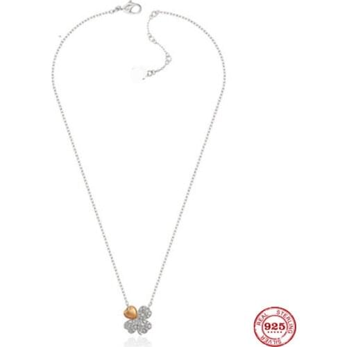 Fashion Charm Sterling Silver Original 1:1 Copy, Small Fresh Lucky Element Four-leaf Clover Necklace Female Luxury Jewelry Gifts