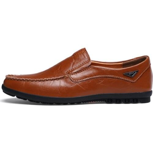 Genuine Leather Men Casual Shoes Luxury Brand 2021 Mens Loafers Moccasins Breathable Slip on Black Driving Shoes Plus Size 37-47