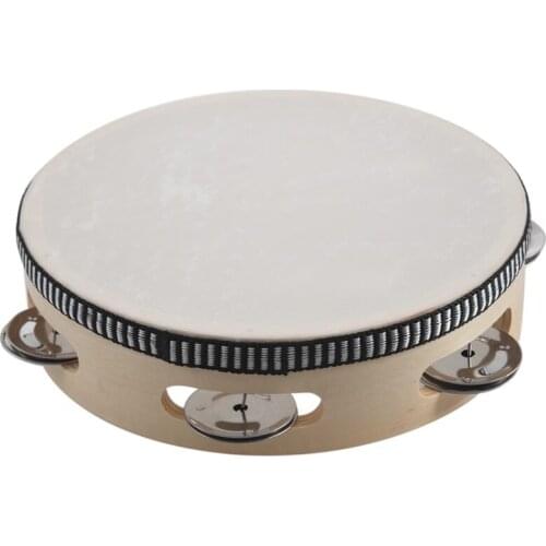 7 inch Musical Tambourine Tamborine Drum Round Percussion Gift for KTV Party