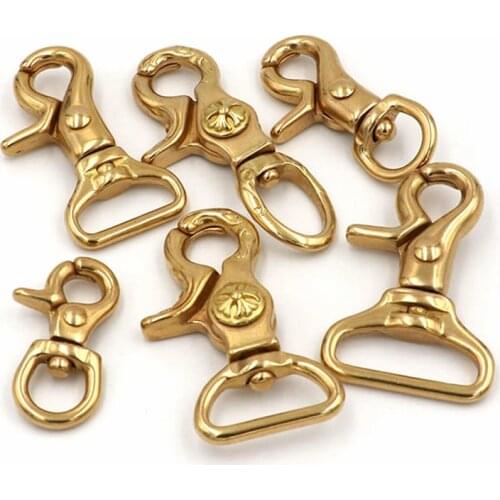 New Brass Dog Rope Fastener Handmade Bags Hook Fastener Leather Strap Hardware Leash Accessories 005 Round Tail Spring Rings