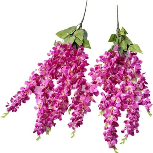 One Silk Thai Orchid Fake Chlorophytum Flowers Artificial Flowers 27" Freesia Bracketplant for Wedding Centerpieces Hanging Flo