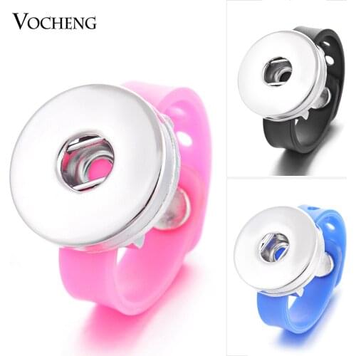 Wholesale 10PCS/Lot Vocheng Ginger Snap Button Ring 18mm 11 Colors Silicone Interchangeable Jewelry NN-341*10 Free Shipping