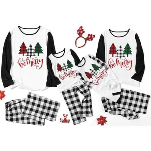 Christmas Tree Plaid Pajamas Set Family Matching Outfit Mommy and Me Sleepwear Clothes Dad Mother Daughter/Son/Baby Homewear Pjs