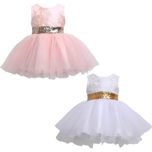 Toddler Baby Girl Princess Dress Party Wedding Pageant Formal Flower Sleeveless Kids Dresses For Girls 0-10T
