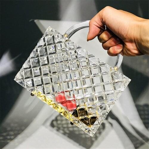 Clear Acrylic Box Evening Bag 2021 New Summer Plaid Women Clutch Purses Ladies Transparent Beach Shoulder Bag Holiday Handbags