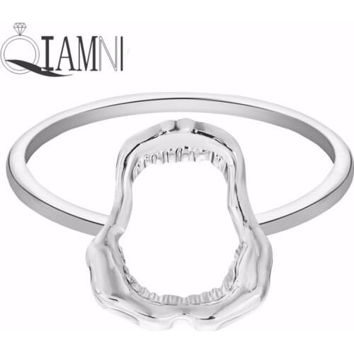 QIAMNI 1pcs mini shark jawbone ring vermeil friendship rings engagement rings for women Anniversary Gift Party Wedding jewelry