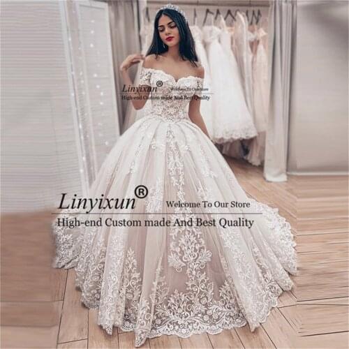 Luxury Ball Gown Princess Wedding Dress 2021 vestido de noiva Off the Shoulder robe de mariee Lace vestidos de festa Bride Dress