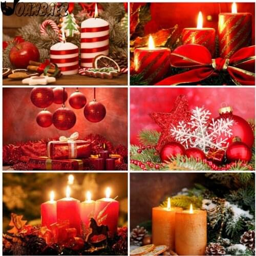 Christmas Diamond Painting 5D Diy Red Candle Cross Stitch Snowflake Mosaic Patch Diamond Embroidery Handmade Art Gift Design