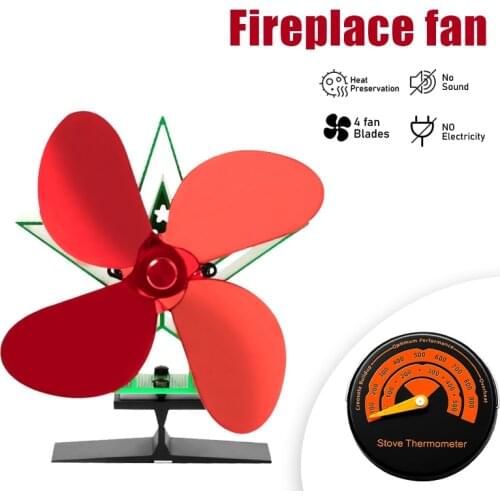 4/5 Blade Fireplace Heat Powered Stove Fan Christmas Decorations Wood Burner Fireplace Quiet Home Efficient Heat Distribution