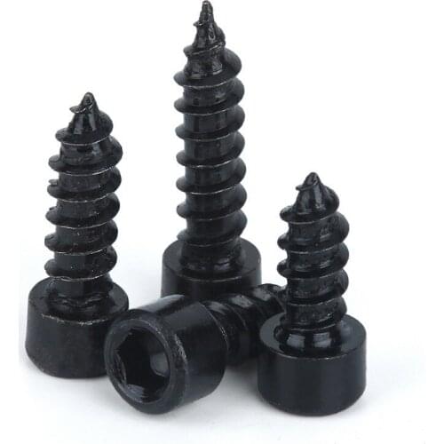 100pcs M4 Carbon Steel With Black Hexagon Socket Cap Head Self Tapping Screw Model Screw M4*(10/12/16/20/25/30/35/40/50) Mm