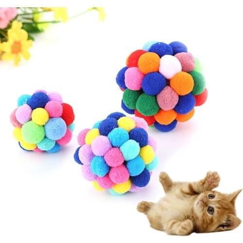 10/20/50/100pcs Cute Funny Cat Toys Stretch Plush Ball 1.38in Cat Toy Ball Creative Colorful Interactive Cat Chew Toy LBShipping
