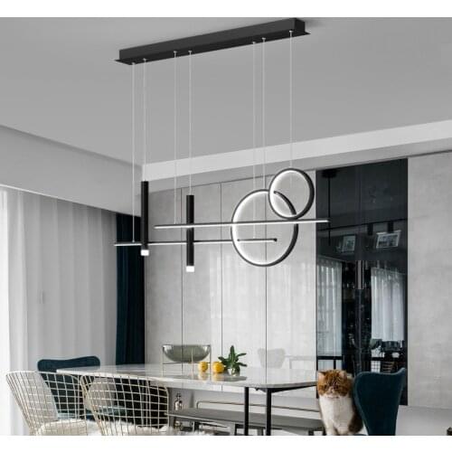 Modern 2021 Led Pendant Lights with Remote Control Black Scandinavian Restaurant Food Tables Teen Room Decoration Luminaires