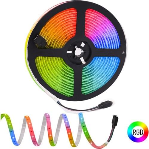 5M RGB LED Strip Light 5050 SMD 12V Music Sync Color Changing RGB Light Strip 30LED/m Waterproof Flexible Led Tape Decoration
