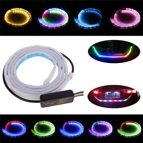 12V 1.2M 1.5M RGB Car Rear Trunk Tail Light Dynamic Streamer Reverse Warning LED Strip Auto Additional Break Trun Signal Lamp