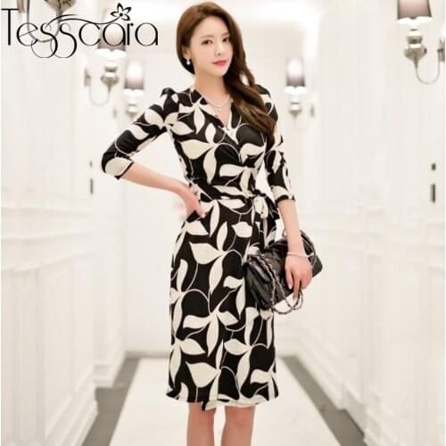 TESSCARA Women Spring & Summer Elegant Pencil Dress Festa Female High Quality Office Cocktail Party Robe Femme Designer Vestidos