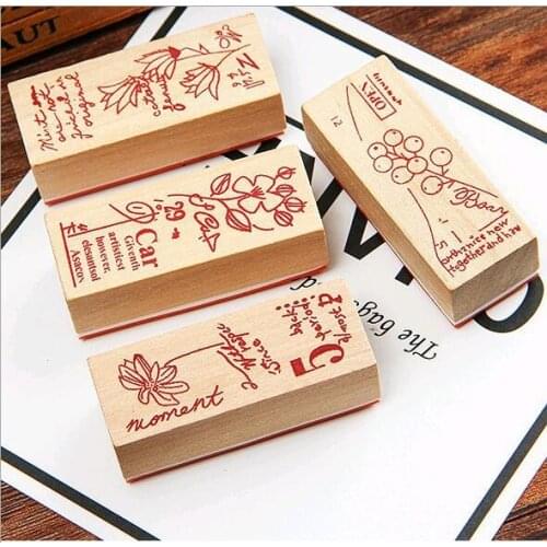 Vintage Plant Wooden Rubber Stamp for Kids DIY Handmade Scrapbooking Stationery,Photo Album,Diary Book Decoration