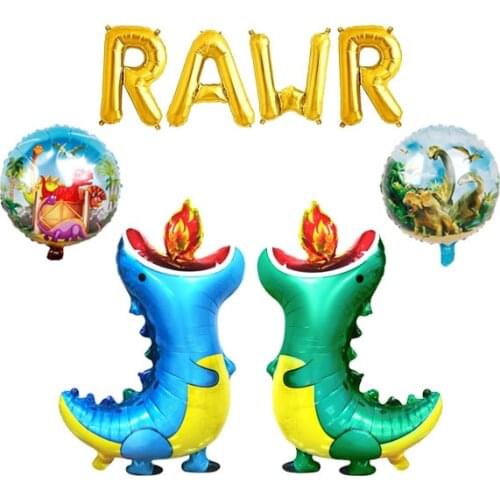 Fire-breathing Dinosaur Birthday Party Balloon Garland Kit, RAWR Foil Letters Banner Mylar Foil Balloon, Dino Decor Kid Shower