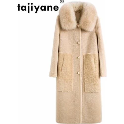 Fox Fur Collar Real Fur Coat Streetwear Wool Jacket Autumn Winter Coat Women Clothes 2020 Korean Sheep Shearling Suede Lining