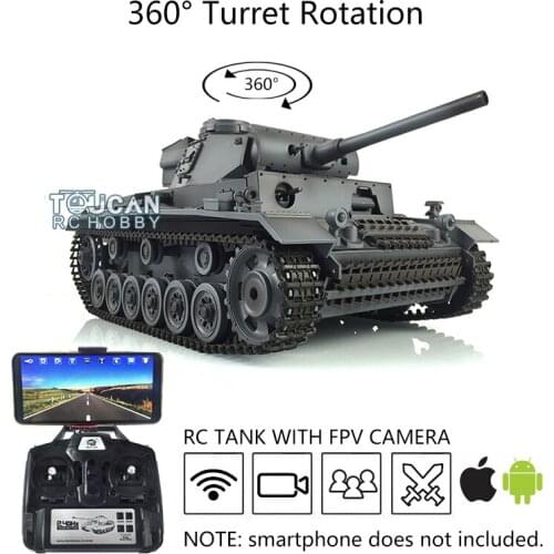 1/16 7.0 2.4G FPV Heng Long Panzer III L RC Tank 3848 360° Turret Steel Gearbox TH17357-SMT4