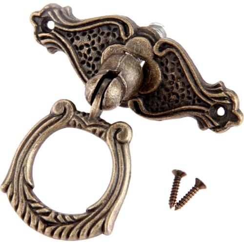 1Pc Antique Bronze Furniture Ring Pull Handles Knobs Zinc Alloy Kitchen Drawer Cabinet Door Handle Wooden Box Pull Knob 65*48mm