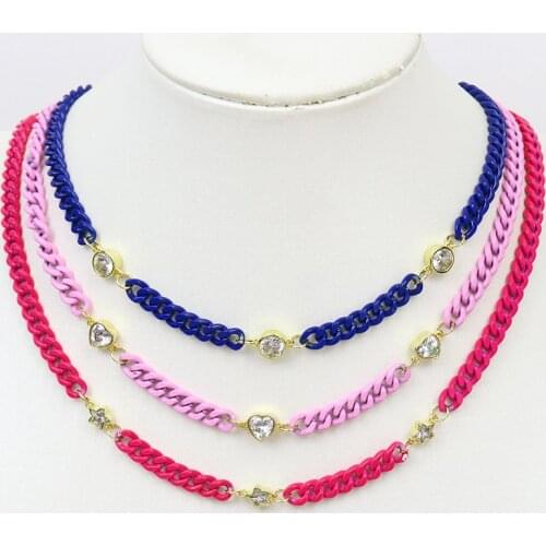 10Pcs Fashion Spray paint metal chain Necklace Mix color Jewelry Chain Necklace Fashion Jewelry necklace 51667