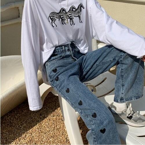 2020 Fashion Harajuku Vintage High Waist Jeans Woman Boyfriends Jeans Streetwear Straight Full Length Mom Cowboy Denim Pants