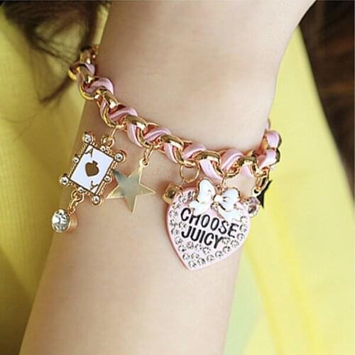 2021 Bracelets Bangles Bileklik Letter Heart-shaped In Same Poker Encrusted Bracelet With Europe And The Jewelry Bow