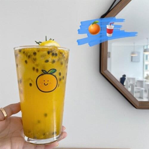450ml Creative Heat-resistant Glass cup Bubble Tea Cartoon Kids Breakfast Milk Cup Hot Drink Coffee Boba Tea Glass Cup Lid straw