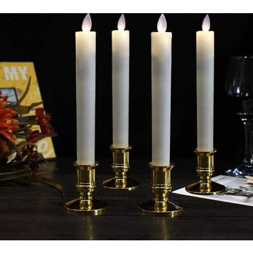 6Pcs Remote Control LED Electronic Candle Long Rod Candle Battery Powered LED Candle Light for Wedding Party Dinner Decor