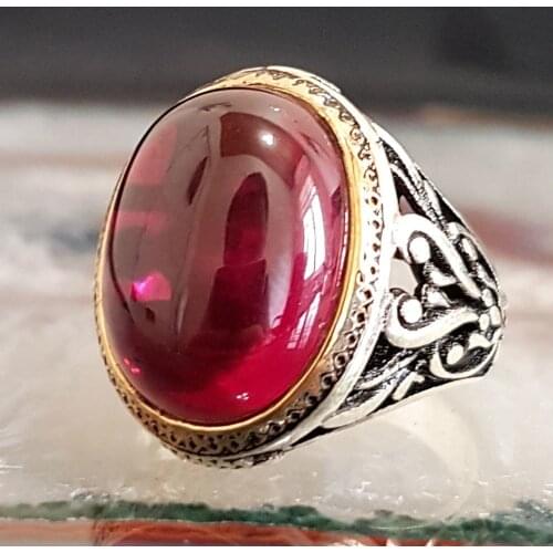 925 sterling Silver Zircon Stone Oval Men Ring Model-4