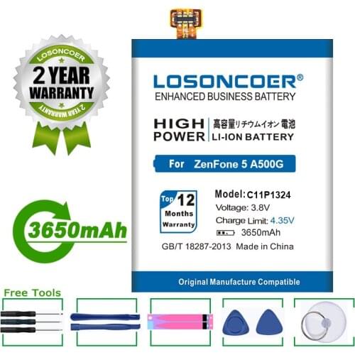 LOSONCOER Battery 3650mAh C11P1324 Use for ASUS ZenFone 5 Battery A500G Z5 A500 A500CG A501CG A500KL with Tracking Number