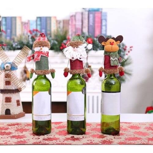 Mini Christmas Hat Design Wine Bottle Lid Santa Claus Elk Wine Bottle Dust Cover Merry Xmas Dinner Decor DIY Home Party Supplies