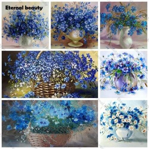 Cornflower Diamond Painting Full Drill Diy 5D Diamond Embroidery Cross Stitch Flowers Diamond Mosaic for Bedroom Home Wall Decor