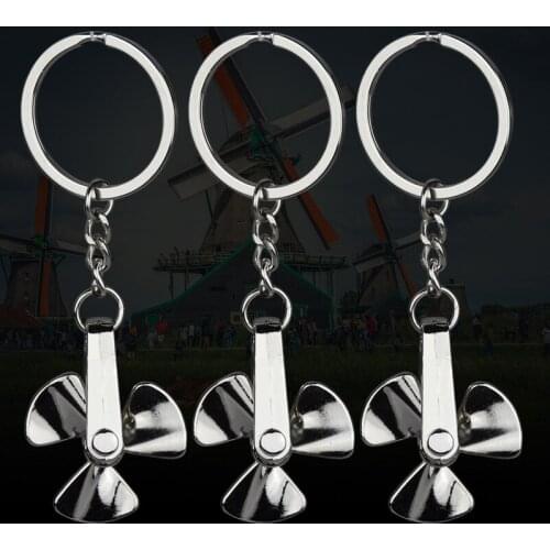Newest Fashion Relieve Stress Fan Leaf Wind Mill Key Ring Creative Rotatable Metal Alloy Propeller Car Keychain Auto Accessories