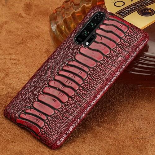 Genuine Leather Ostrich Grain Cover Case For Honor 20 Pro 10i 20i 30S 30 Pro 10 9 Lite For 10X 9X 8X Note 10 V30 Pro V20 V10 V9